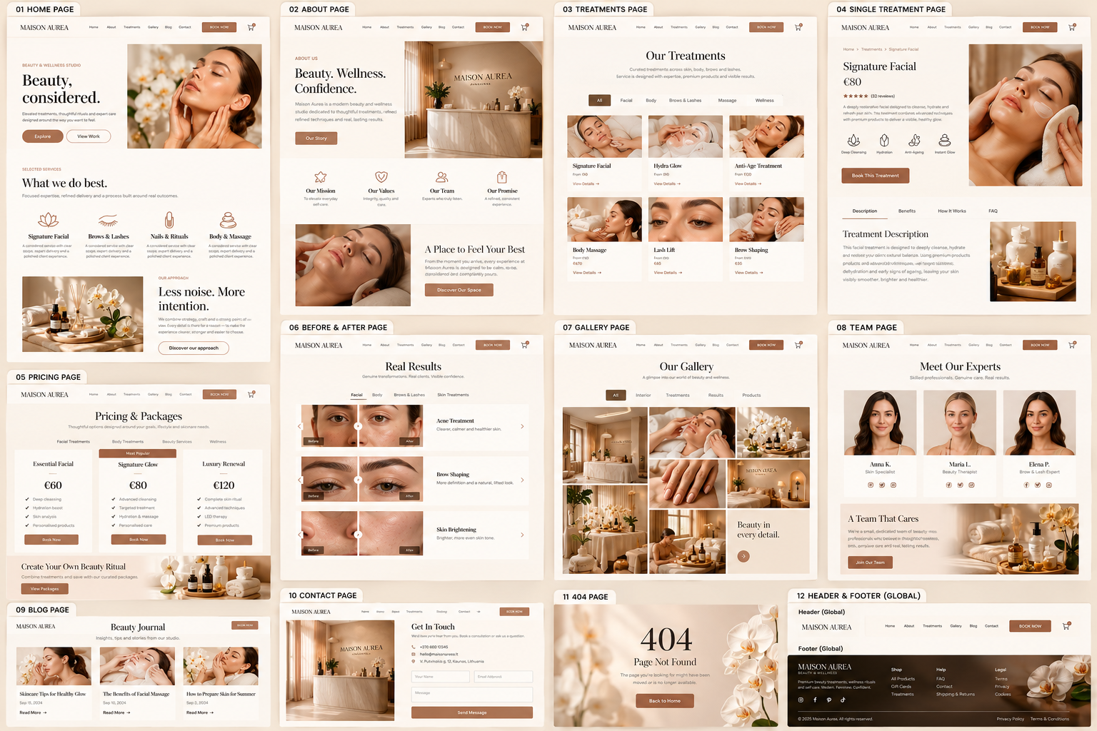 MAISON AUREA — Luxury Beauty & Wellness Elementor Website Pack